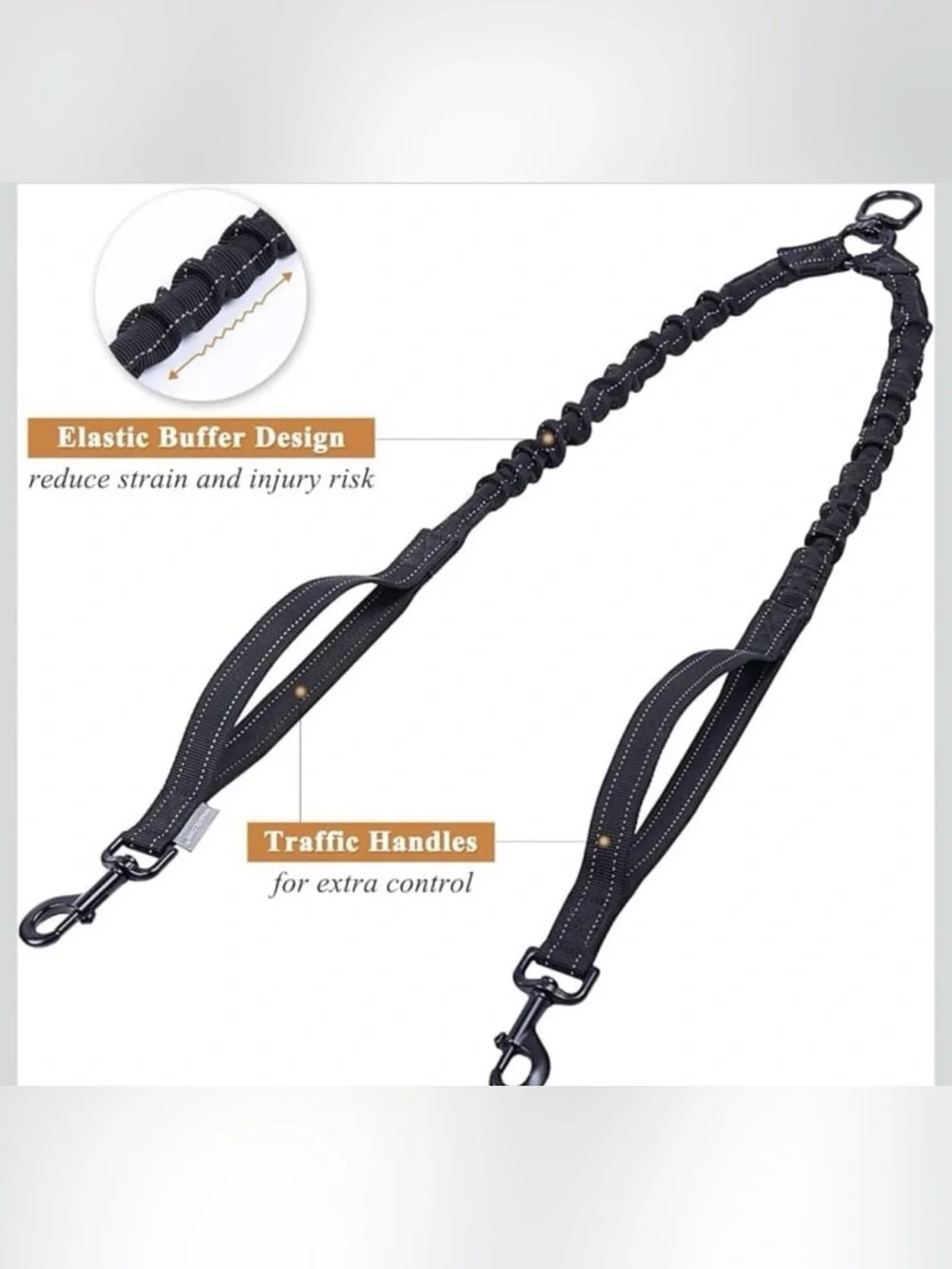 Dog Dual Bungee Coupler Leash